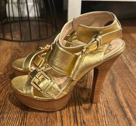 Rough Justice Gold Metallic Platform Heeled Sandals