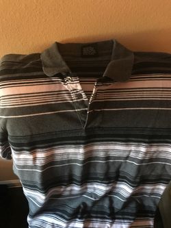 Black white stripe collar shirt