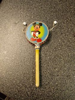 VINTAGE MICKEY MOUSE RATTLE DRUM RARE TOY