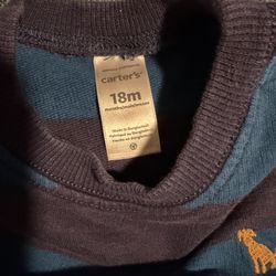 Carter's 18 Months Striped Blue Navy Pullover Sweater Long Sleeve Crew Neck