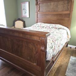 Antique Double Bedframe With Mattress.