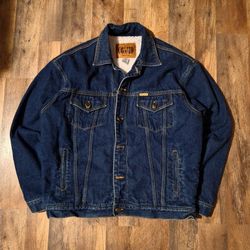 Cosmo Sherpa Lined Button Up Trucker Denim Jean 100% Cotton Jacket