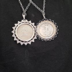 1980s Vintage Medallions 1938 Half Dollar And Bicentennial Half Dollar