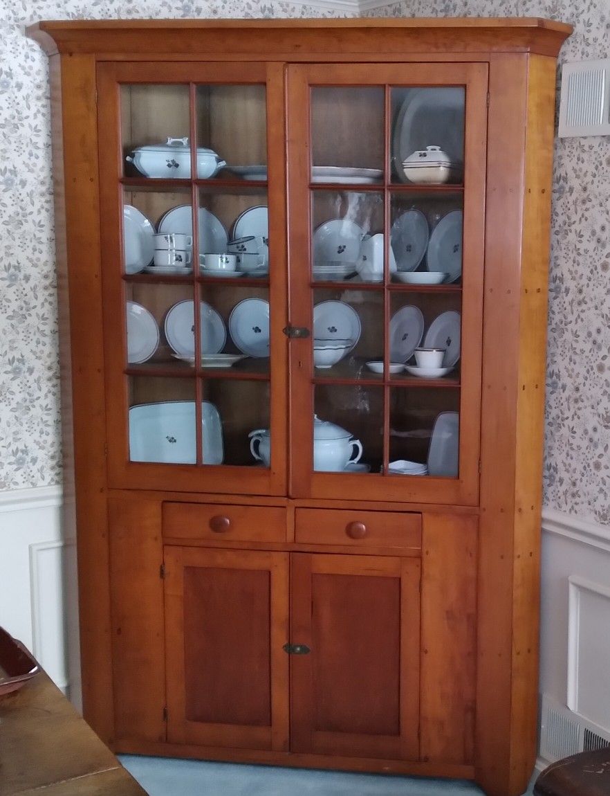 1800s Cherry Corner Cupboard Cabinet