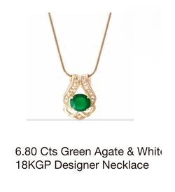 Green Agate 6.80 cts - 18k GP Necklace