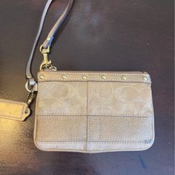 Small Gold Coach Wristlet 