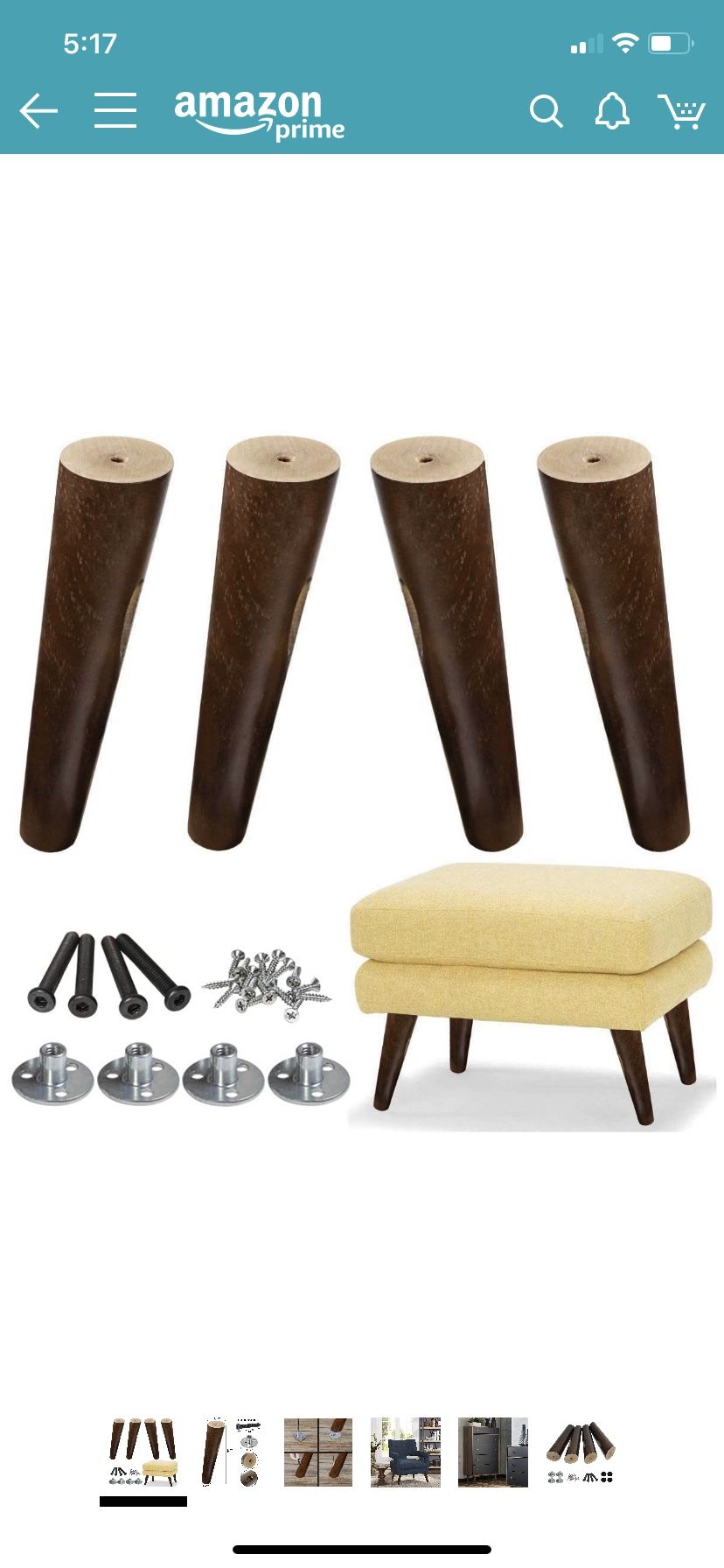 AORYVIC wood sofa legs 8 inch, 2 sets of 4 available NEW