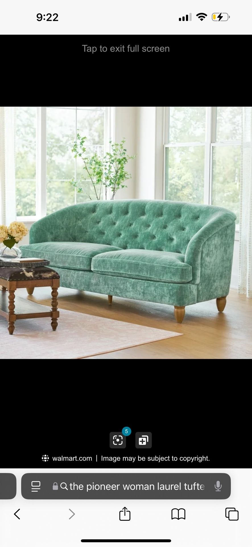 The Pioneer Woman Laurel Tufted Sofa Teal Velvet