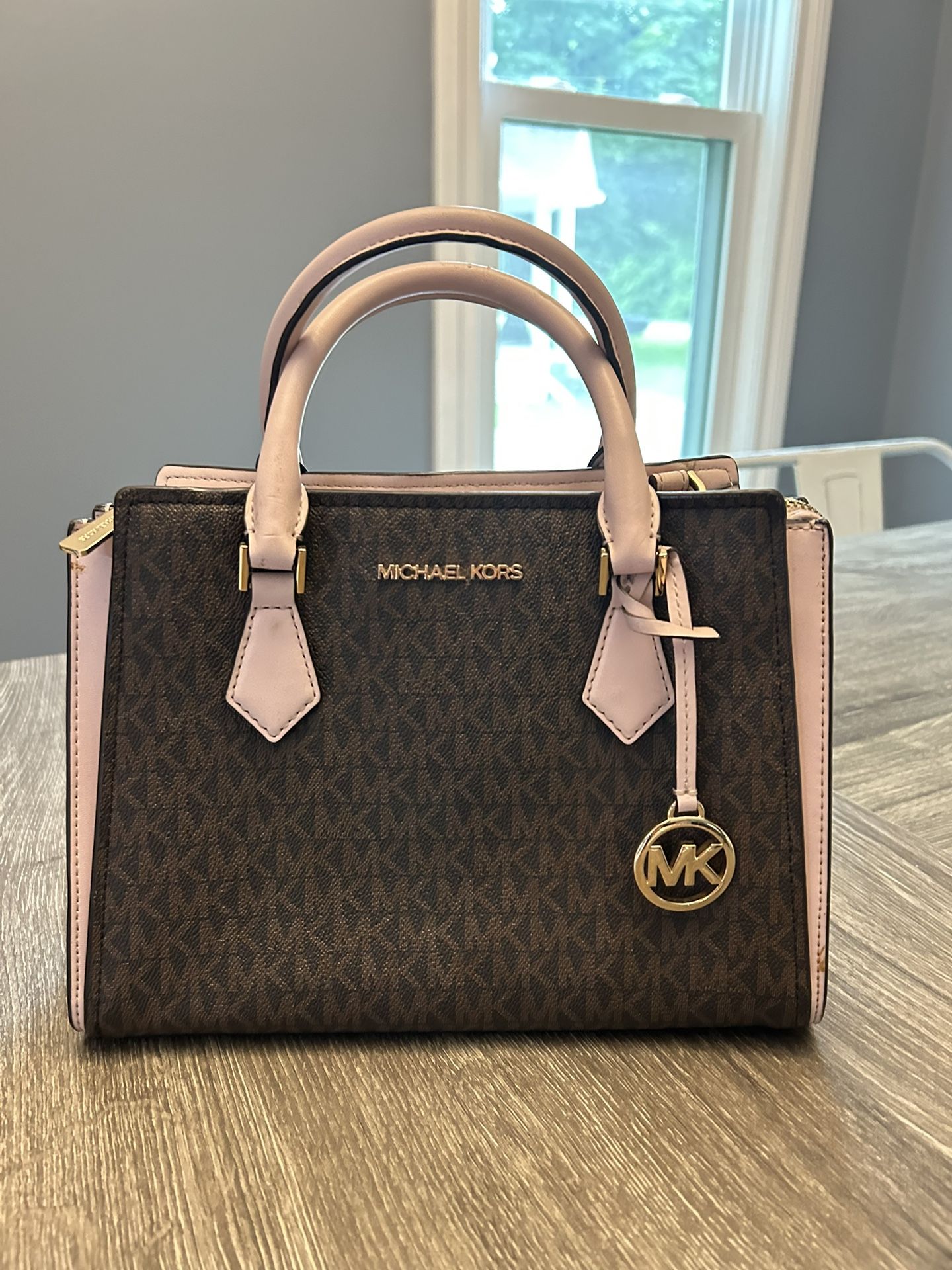 Like New Michael Kors Brown And Blush Pink Purse