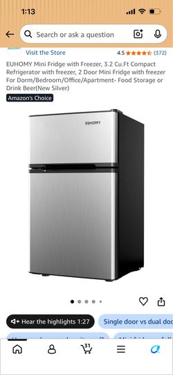 Mini fridge with freezer double door.