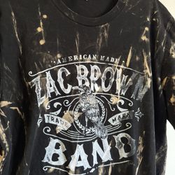 Zac Brown Band Graphic Of A Crow Bleached Tie-Dye Black With Gold T-Shirt