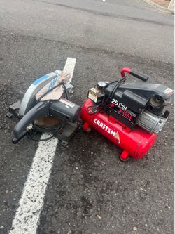 Craftsman compressor 3 gallon with chopsaw