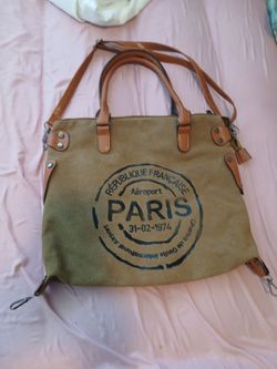 Paris canvas Handbag leather straps + clips