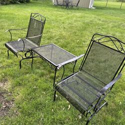 2 Bouncy Spring Chairs And Side Table