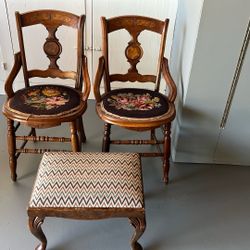 120 Year-Old Chairs And Foot Stool
