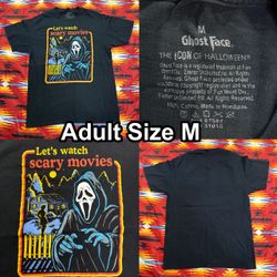 Ghost face: Scream Let’s Watch Scary Movies Black T-Shirt Adult Medium Halloween