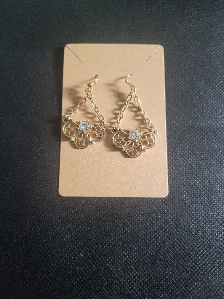 Diamond Shape Gold Tone Earrings