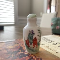 Antique Chinese Qing Famille-Rose Snuff Bottle QianLong Horse and Rider Marked