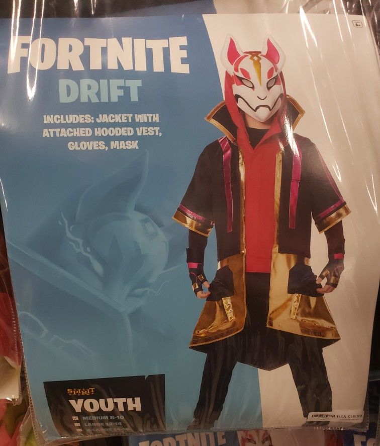 Spirit Halloween Fortnite Drift Costume w/Pickaxe: Youth Large 12-14 (Pre-owned)