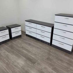 DRESSER, CHEST AND TWO NIGHSTANDS 