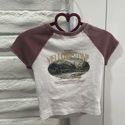 Vintage Style Retro Yellow Stone Graphic Women’s Baby Tee  Ringer Shirt Small