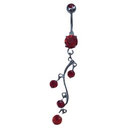 Red dangle belly button ring