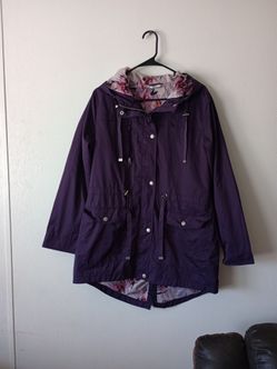 Time and Tru Women's Wind Resistant Lightweight Anorak Jacket Purple Size Large