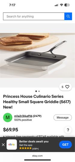 NEW Princess House Culinario Series Healthy Small Square Griddle #5617