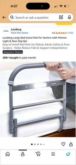 Lunderg Large Bed Assist Rail with Motion Light