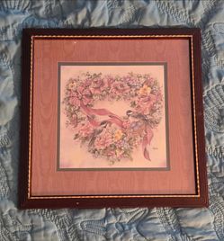 Framed floral/bird picture