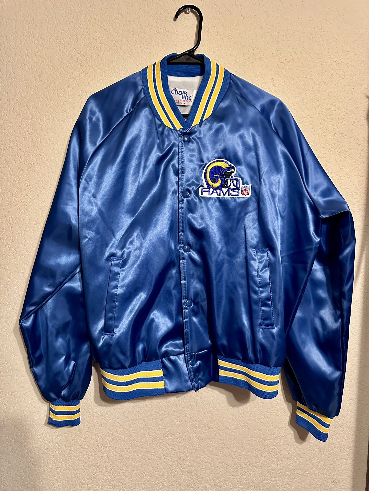 VIntage Chalk Line Los Angeles LA Rams St Louis Snap Jacket Adult XL Blue Lined