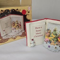 Vintage 1996 Berkeley Designs Have A Beary Merry Christmas Book Musical Figurine
