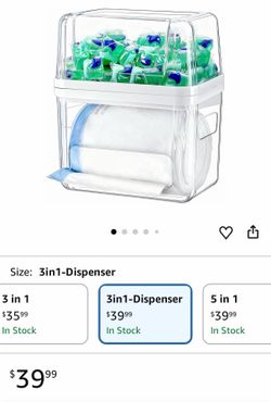 Trash Bag and Dishwasher Pod Dispenser - 3 in 1 Clear Storage Bins Holder for 13/30/33 Gallon Garbage Bags, Laundry Detergent Pods & Tabs, Under Sink 