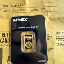 5 Gram Gold Bar - APMEX (TEP) .9999 Puré Gold