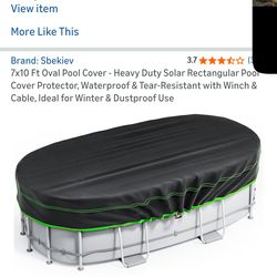 7x10 Ft Oval Pool Cover - Heavy Duty Solar Rectangular Pool Cover Protector, Waterproof & Tear-Resistant with Winch & Cable, Ideal for Winter & Dustpr