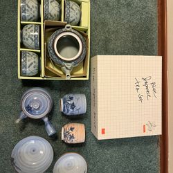 (2) Authentic Japanese Tea Sets (Pot, Cups, & Bowls)