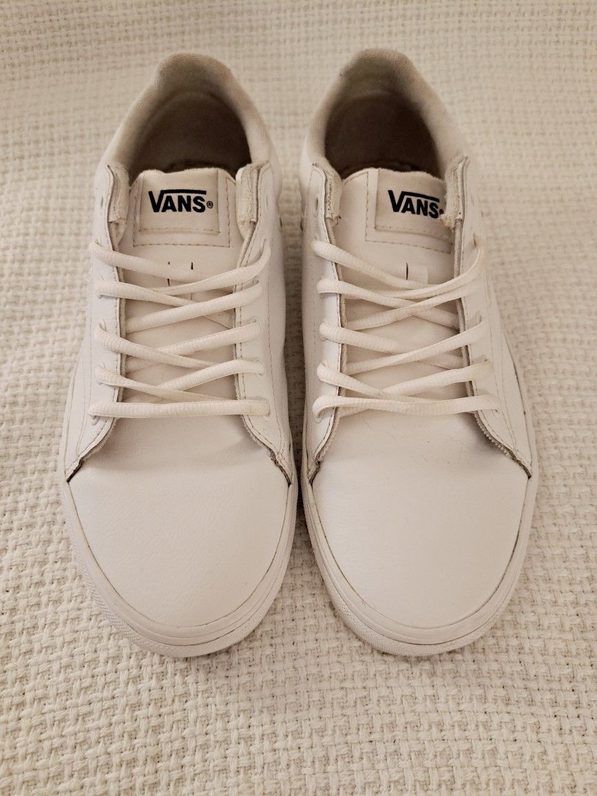 Vans Seldan Lace Up White Leather Sneakers Men's Size 10.5
