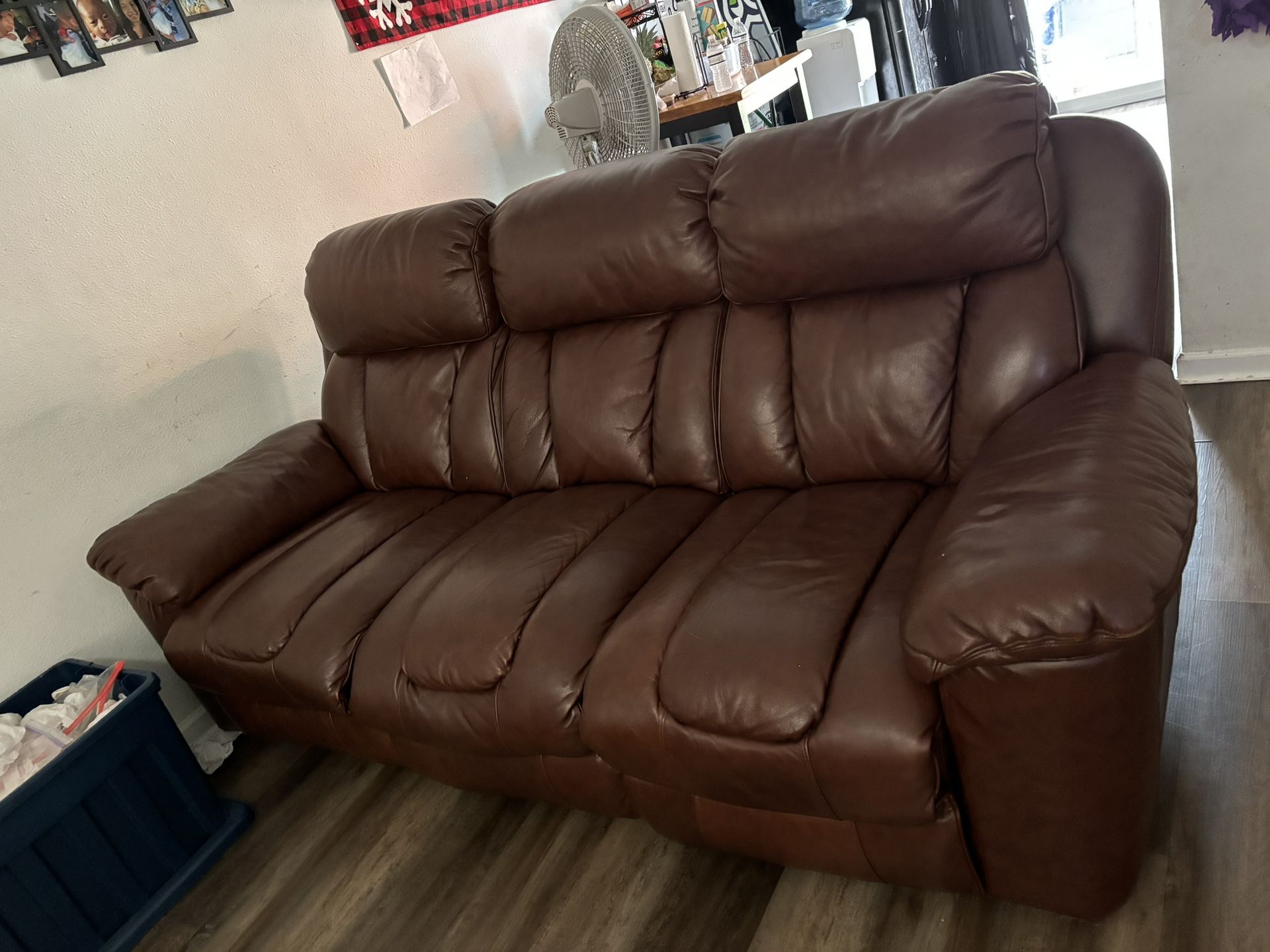 Leather recliner couch