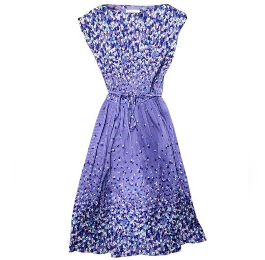 Vintage Melissa Petites Size 6 Purple Short Sleeved Ribbed Dress Midi