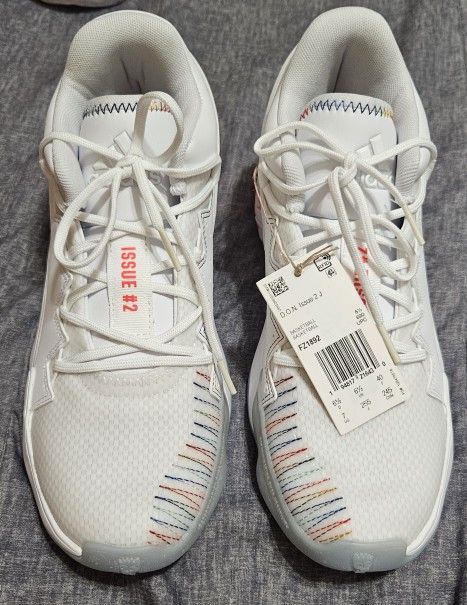 NWT Adidas D.O.N. Issue #2 J Christmas Pack - Cloud White FZ1892, Men's Size 6.5
