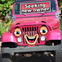 1976 CJ7 — Custom-Built  Jeep, GM 4.3 V6, Frt Disc Brakes, Hot Pink & Black
