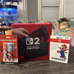 Nintendo Switch 2 + Mario Kart World Bundle + 256 GB micro SD + Thumbsticks ! 