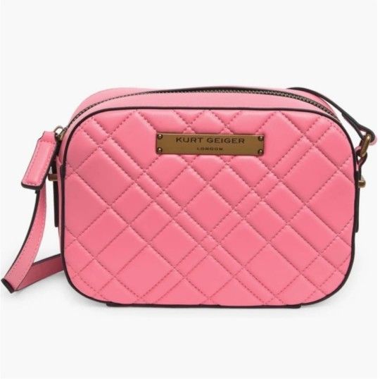 Kurt Geiger - Brixton Quilted Pink Leather Crossbody Bag
