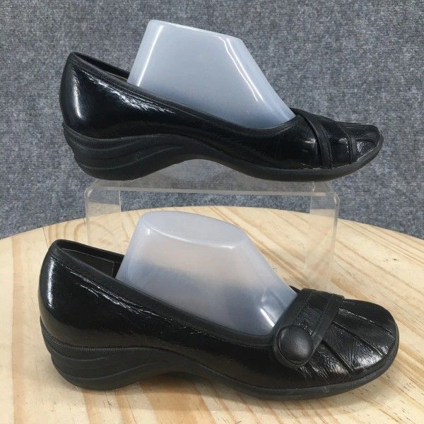 Hush Puppies Shoes Womens 11 M Slip On Loafer Black Leather Round Toe Casual Flats