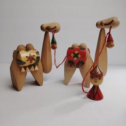 Vintage Soviet Russian Folk Art Camel & Drover Figurines, Painted Wood, Lovely!