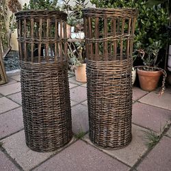 2 Tall Wicker Plant Stands