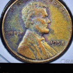 1958 Toned Wheat Penny