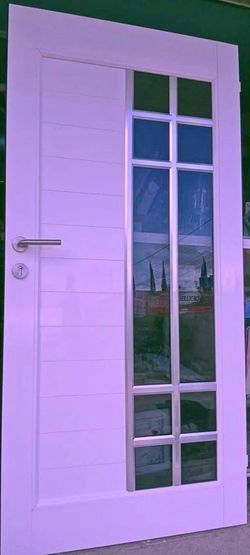 White exterior Door with Glass Panels