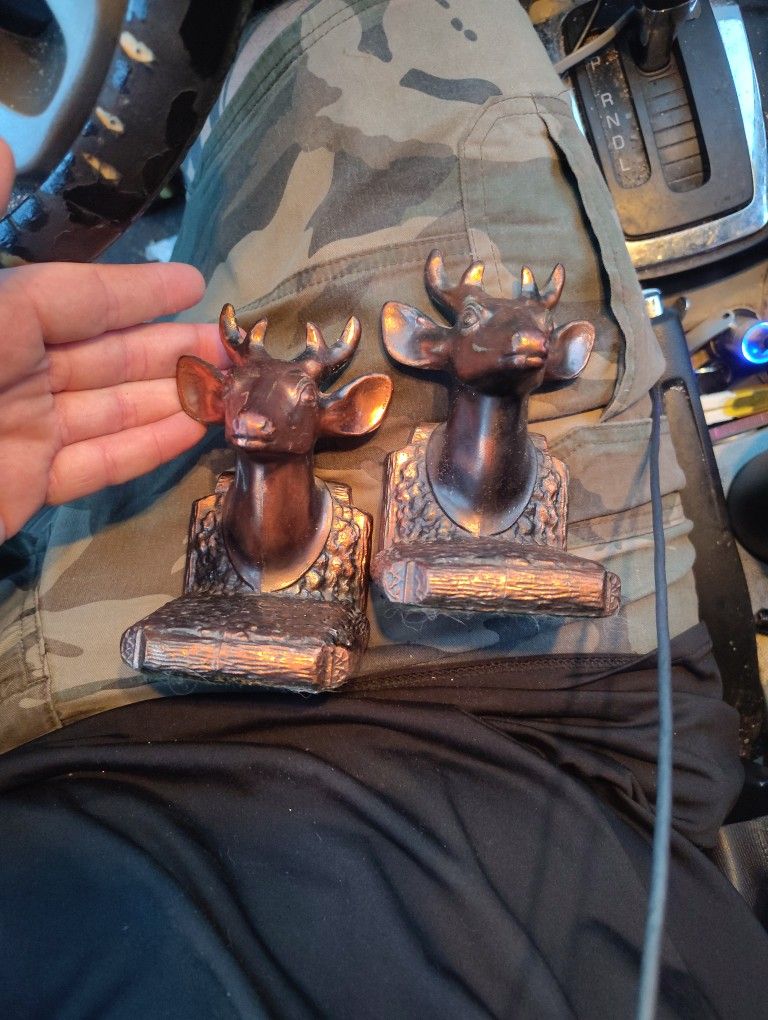 Buck Brass Bookends 1950s Antique