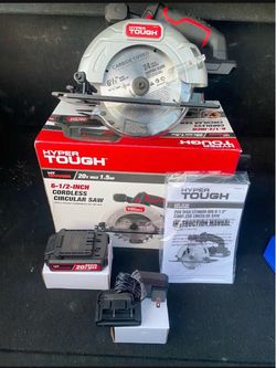 Hyper Tough 20V Max Lithium-ioni Cordless 6-1/2 inch Circular Saw with 1.5Ah Lithium-ion Battery, Charger, Blade & Rip Fence,